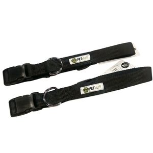 NEW! PETstuff Black Adjustable Comfy Nylon Dog Collars Pack of 2 Large.